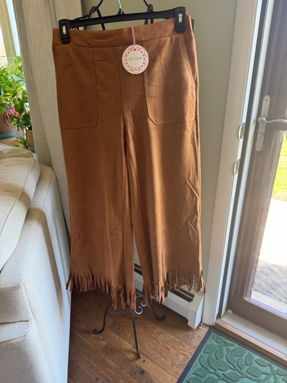 LAST CHANCE Umgee Tan Fringe Hem Pants